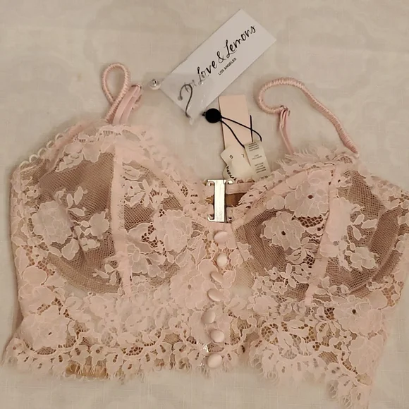 FOR LOVE & LEMONS PINK Faye Lace Bra Top - Picture 6 of 7